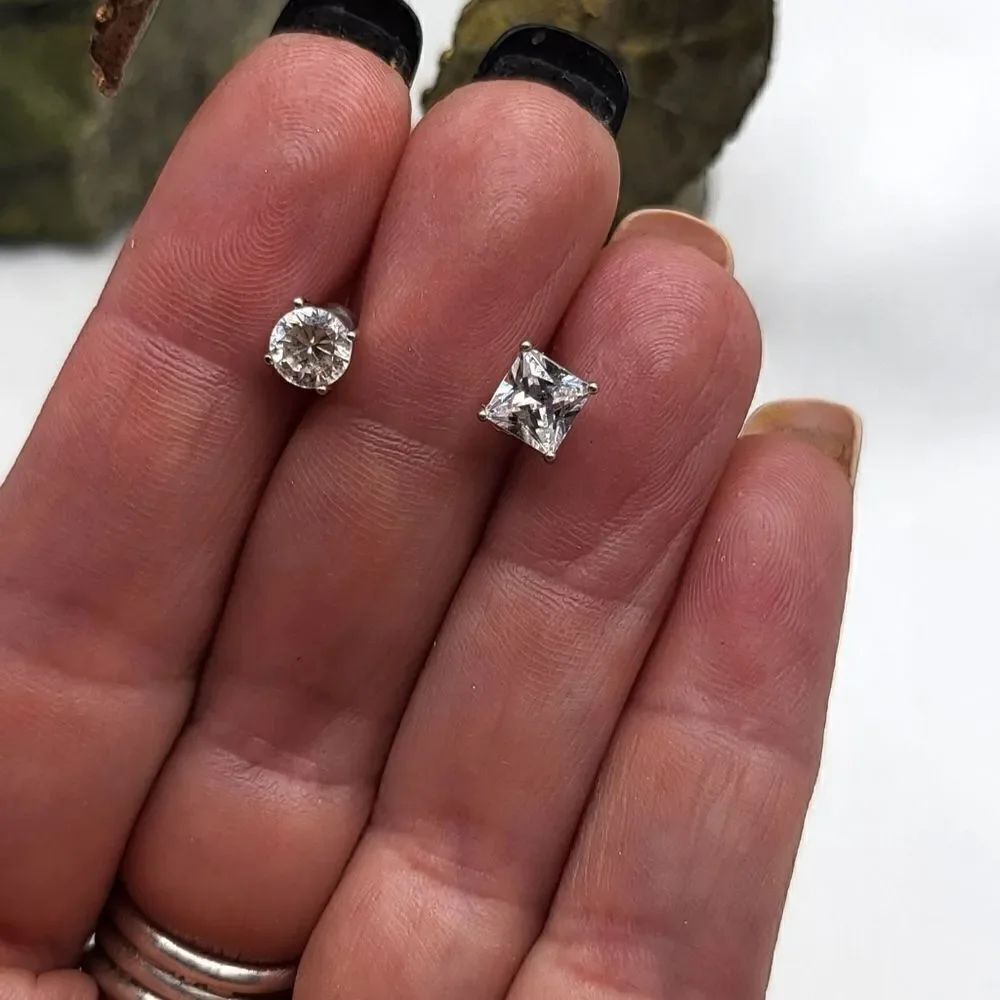 "5/$40" Mismatched Sterling Silver CZ Stud Earrings